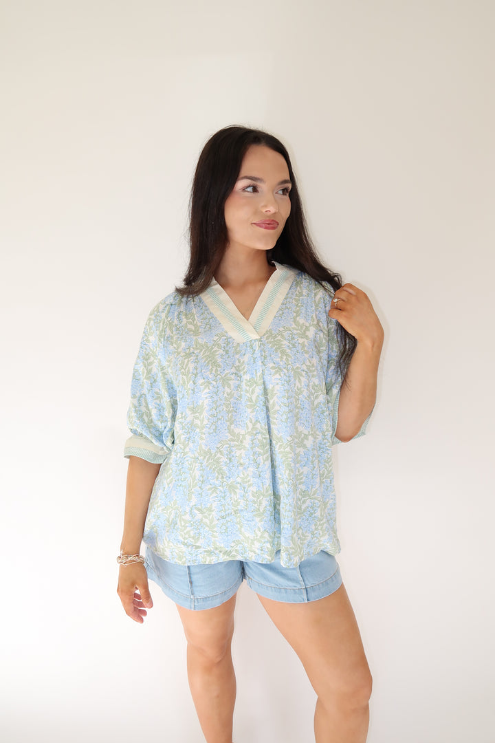 Blue Bloom Top - The Pink Tulip Clothing