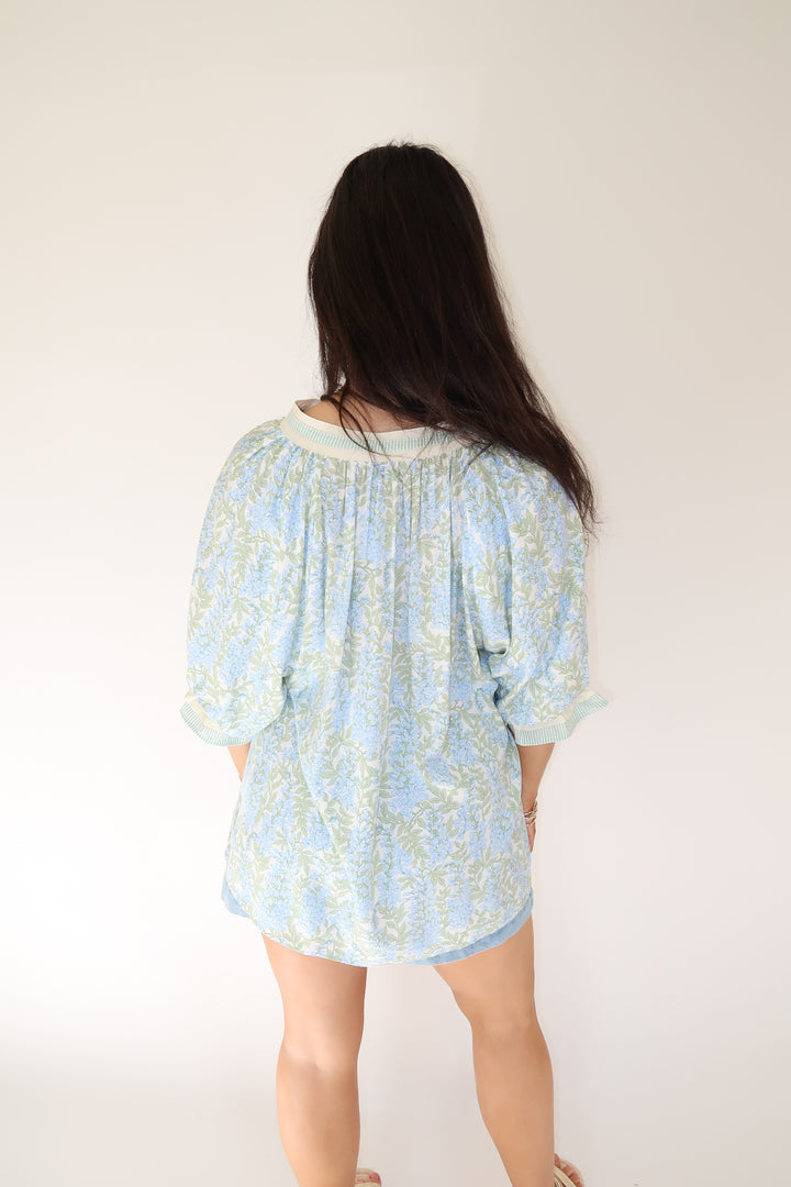 Blue Bloom Top - The Pink Tulip Clothing