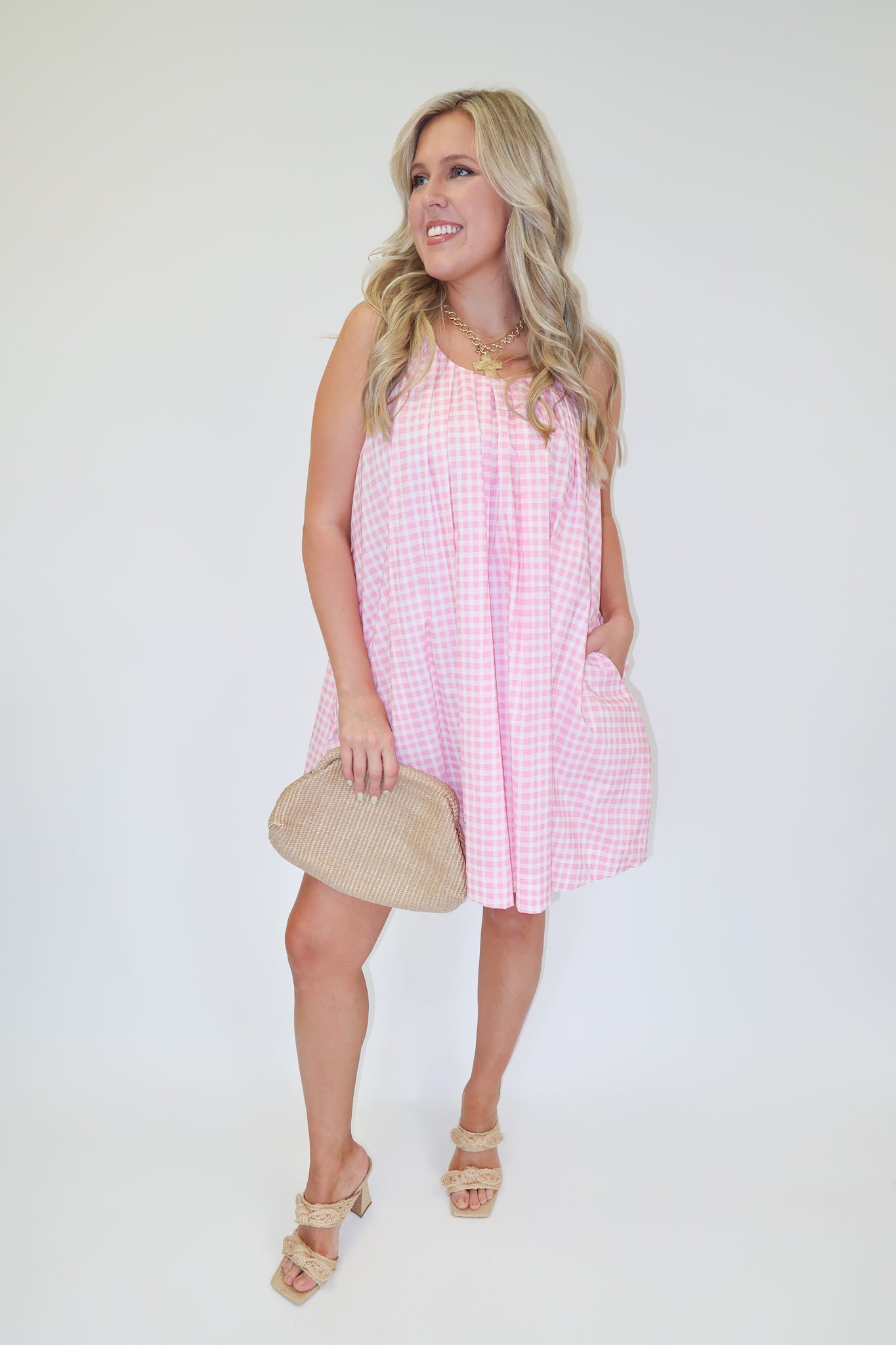Picnic Date PINK Plaid Dress PINK / Large