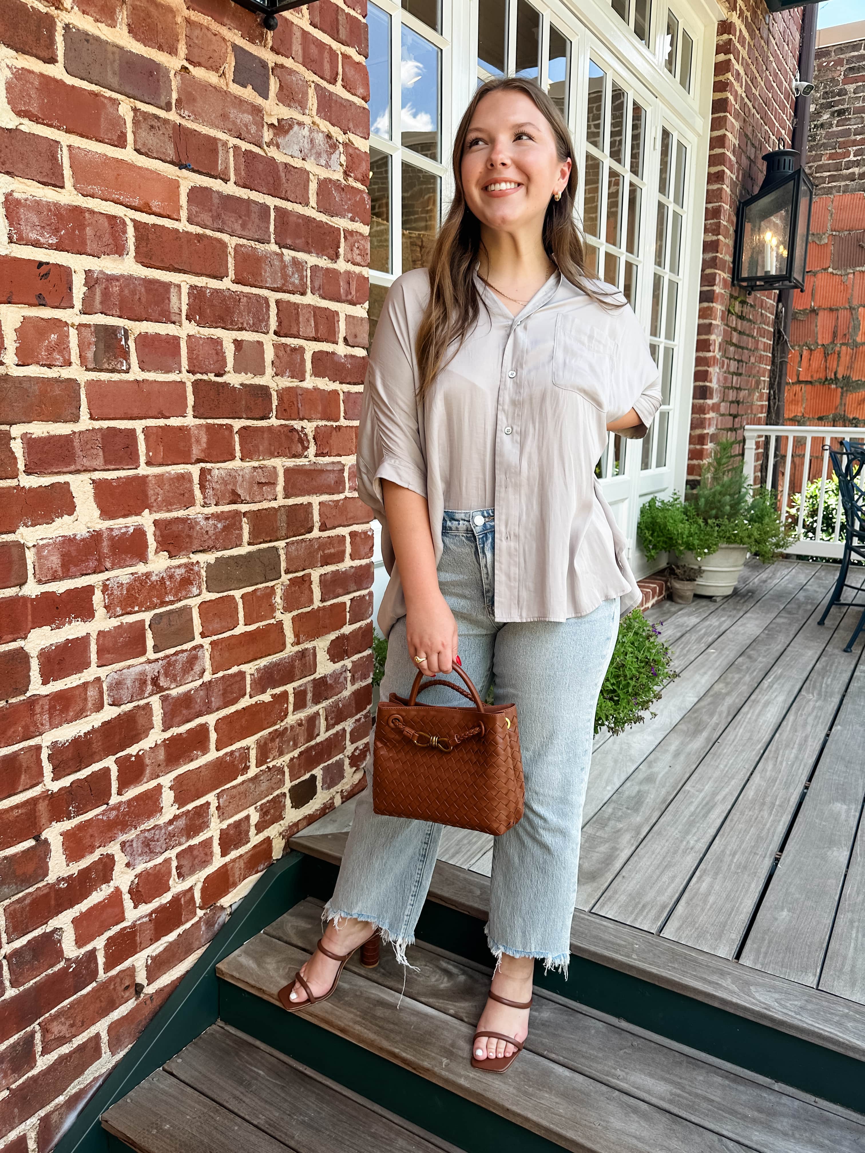 One Pocket Silky Button Down Top