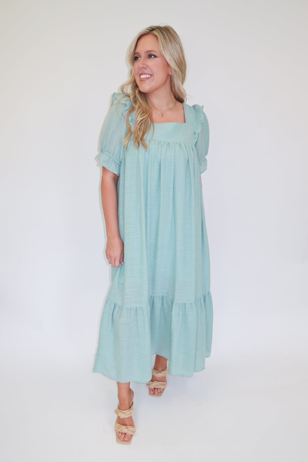 Soft Ruffle Midi Dress - The Pink Tulip Clothing