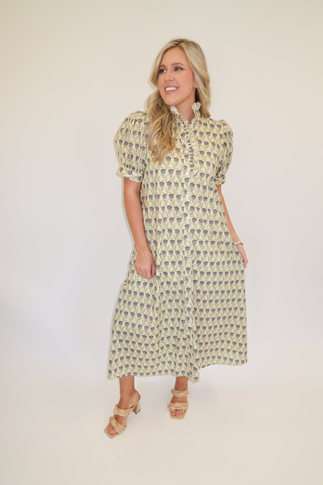 Soft Meadow Midi Dress - The Pink Tulip Clothing