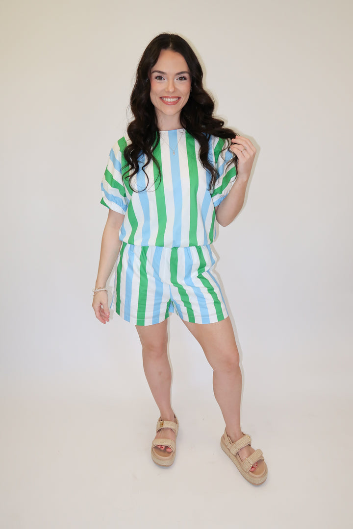 Lucky Stripe Peplum Top - The Pink Tulip Clothing