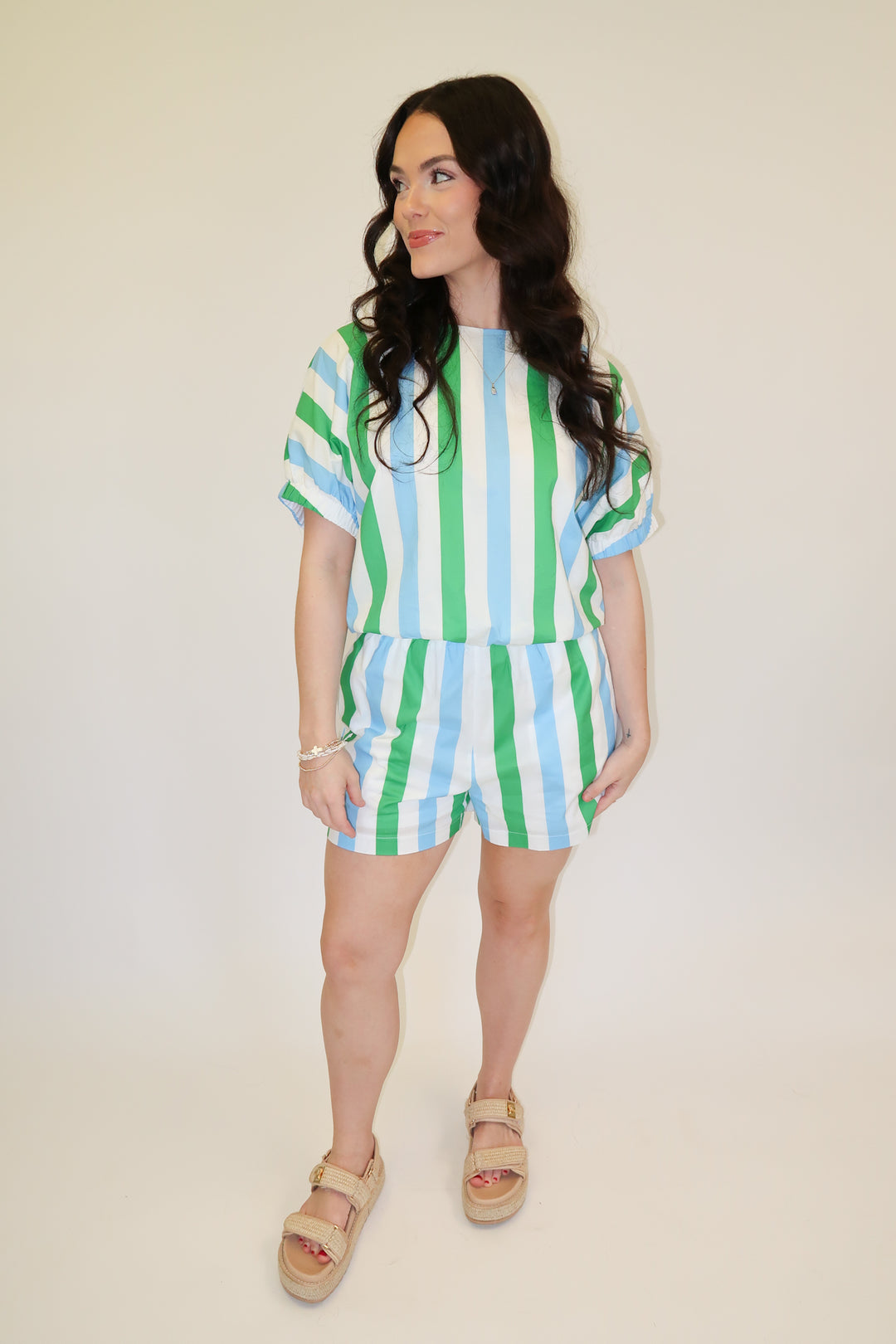 Lucky Stripe Peplum Top - The Pink Tulip Clothing