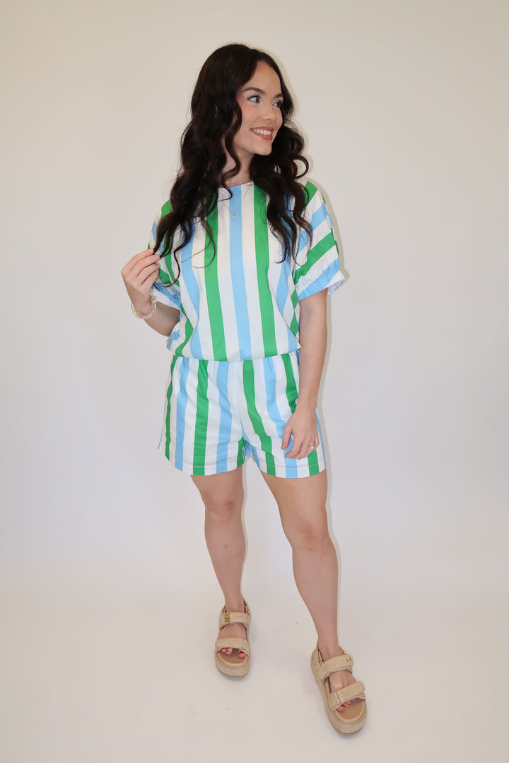 Lucky Stripe Peplum Top - The Pink Tulip Clothing