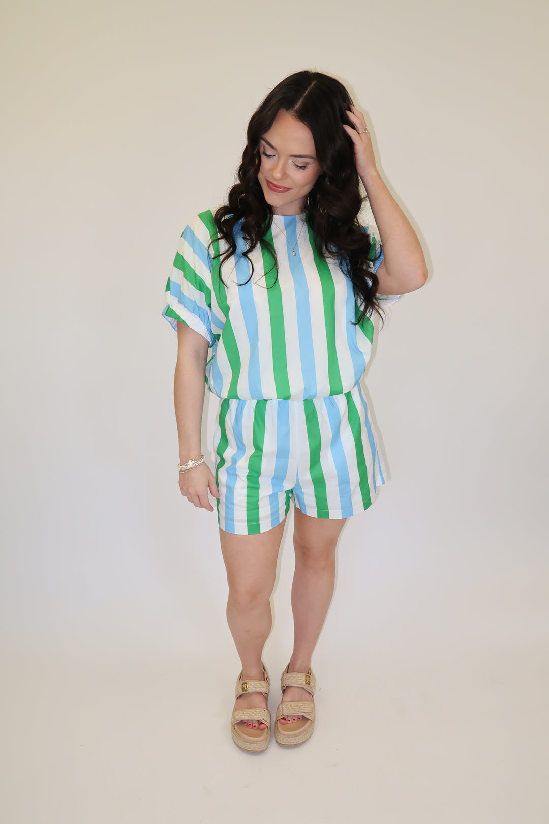 Lucky Stripe Peplum Top - The Pink Tulip Clothing