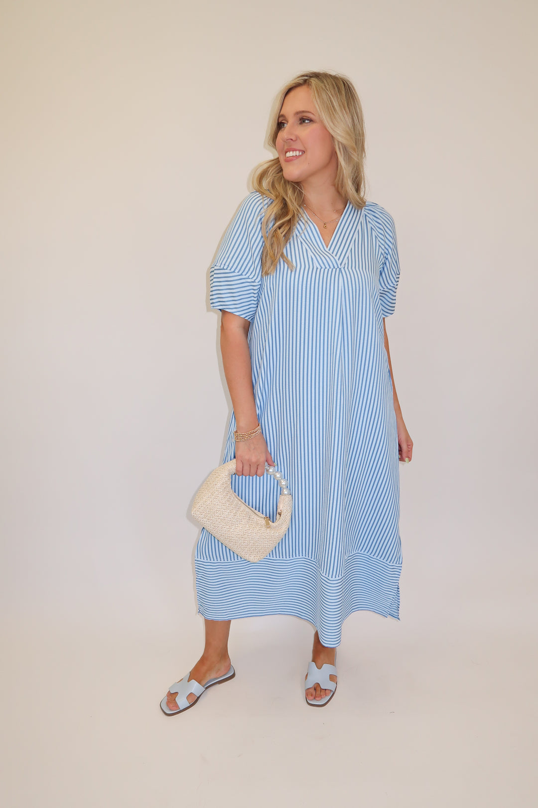 Blue Skies Midi Dress - The Pink Tulip Clothing