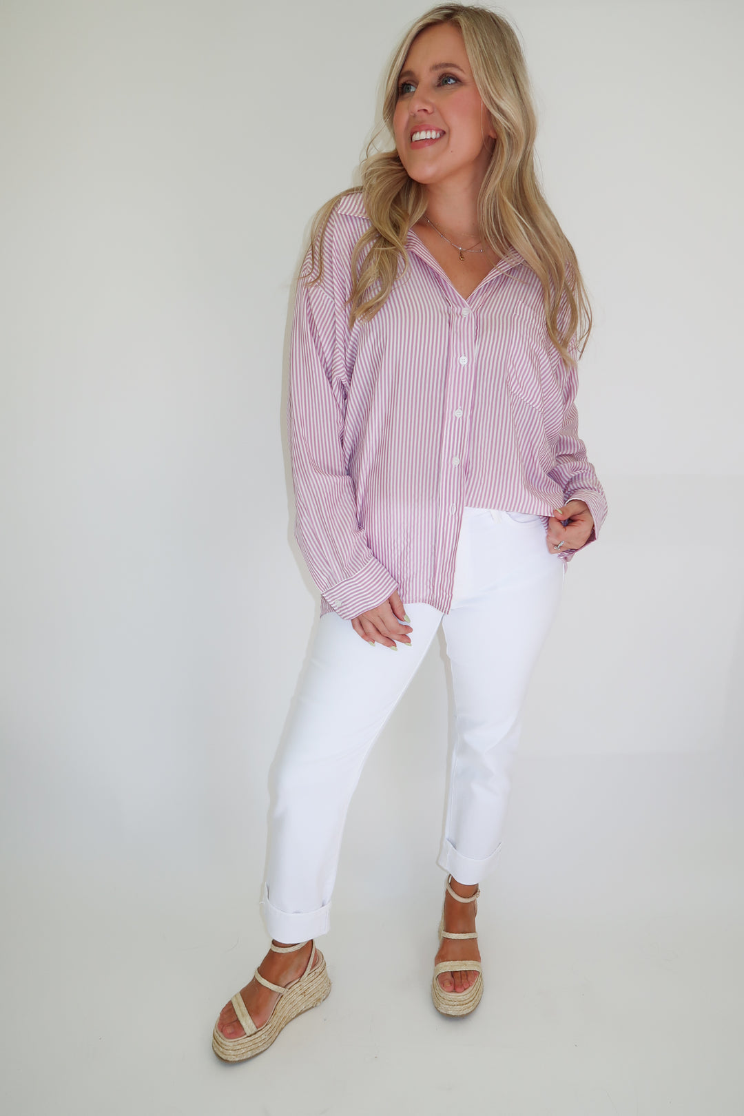 Lilac Lane Button Down - The Pink Tulip Clothing