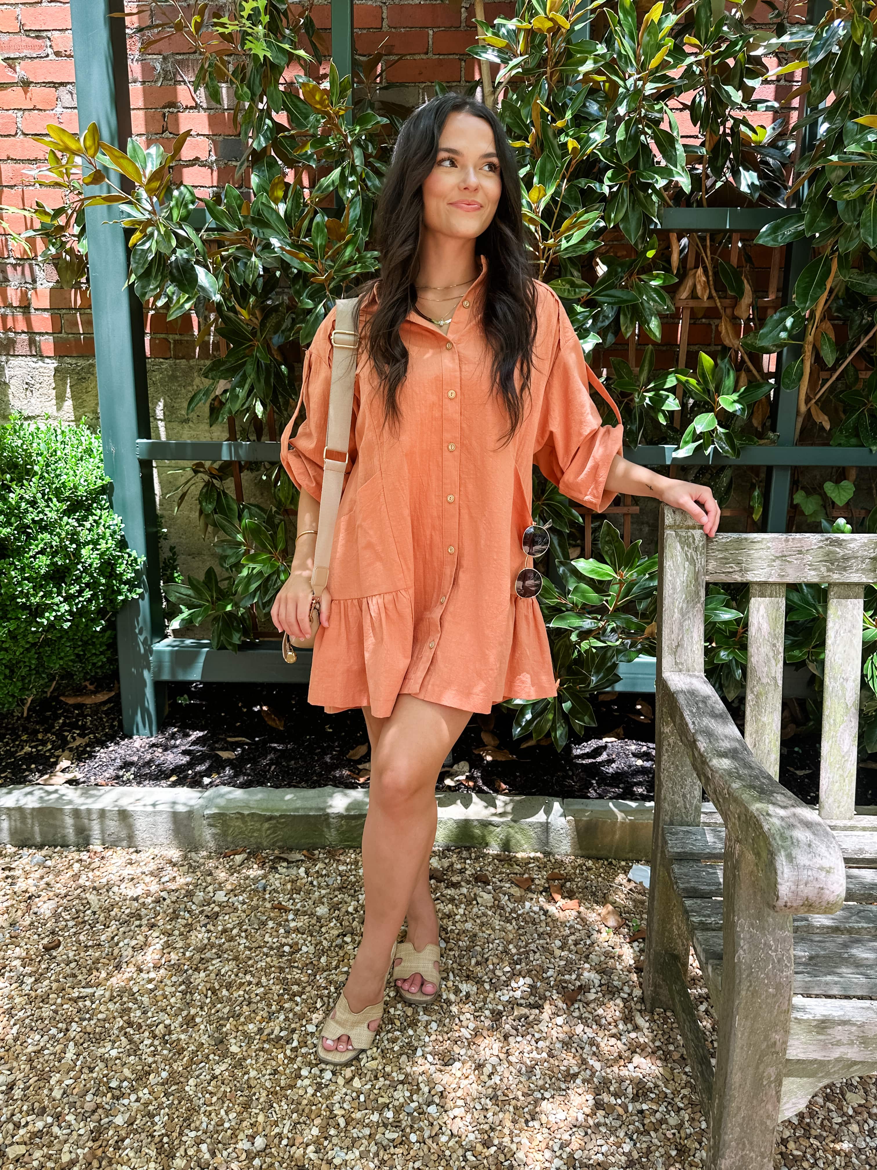 Button Down Ruffle Tunic Dress