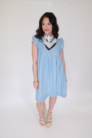 Denim Days Ahead Pleated Dress LTBLUE / Medium Denim Days Ahead Pleated Dress LTBLUE / Medium
