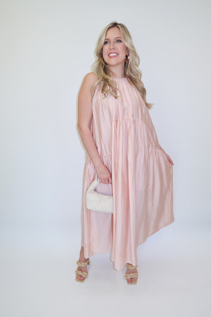 Float Through Light Pink Midi Dress - The Pink Tulip Clothing
