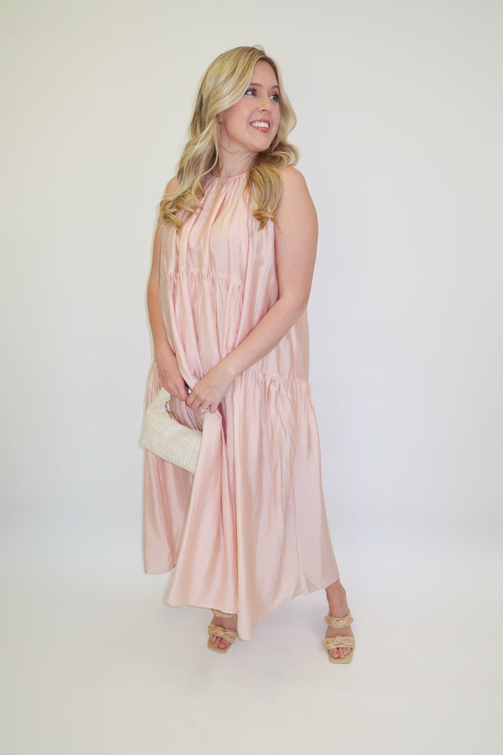 Float Through Light Pink Midi Dress - The Pink Tulip Clothing