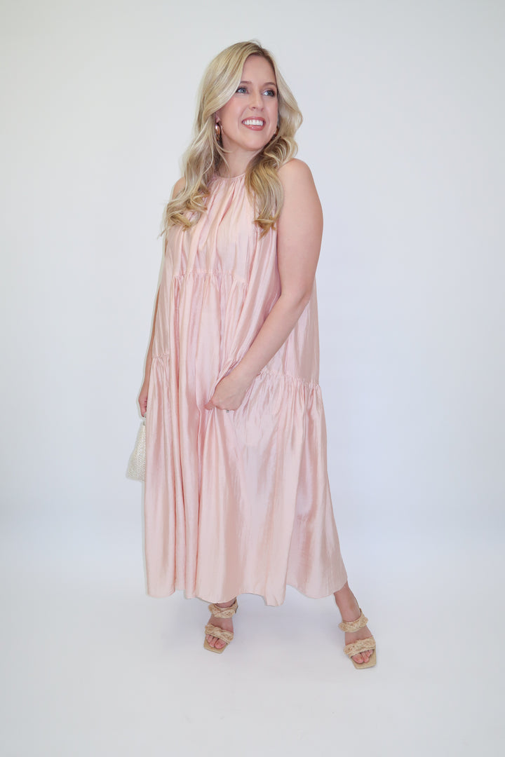 Float Through Light Pink Midi Dress - The Pink Tulip Clothing
