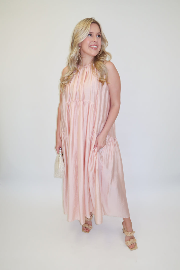 Float Through Light Pink Midi Dress - The Pink Tulip Clothing