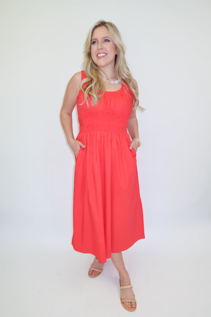 Heat of the Moment Red Sleeveless Midi Dress - The Pink Tulip Clothing
