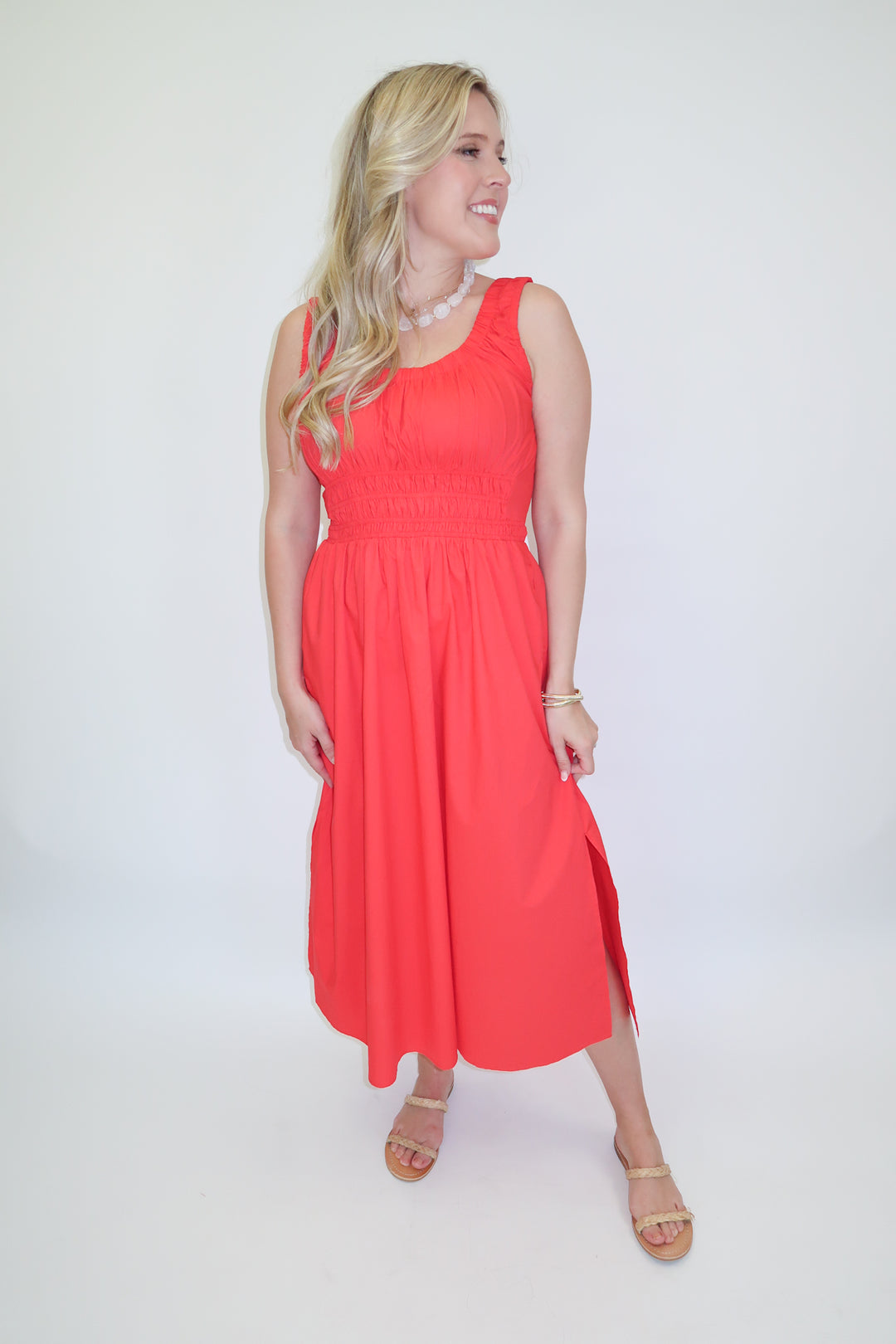 Heat of the Moment Red Sleeveless Midi Dress - The Pink Tulip Clothing