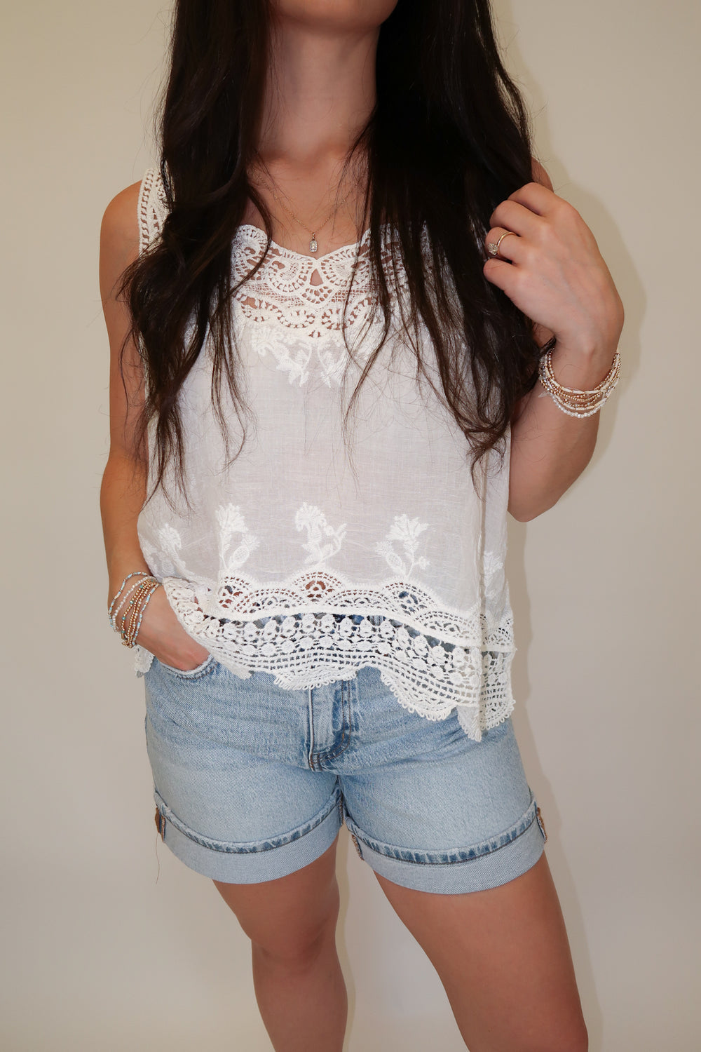 Worth the Wait Lace Spaghetti Strap Tank - The Pink Tulip Clothing