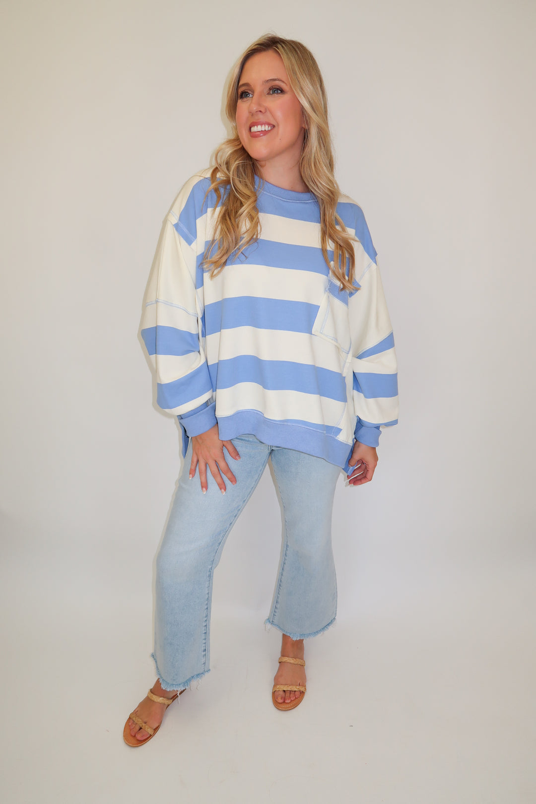 Weekend Stripe Pullover - The Pink Tulip Clothing