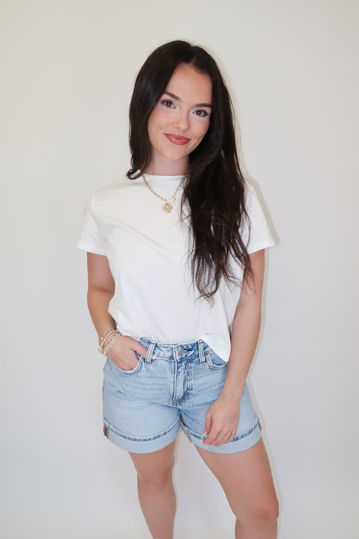 No Thinking Classic White Baby Tee - The Pink Tulip Clothing