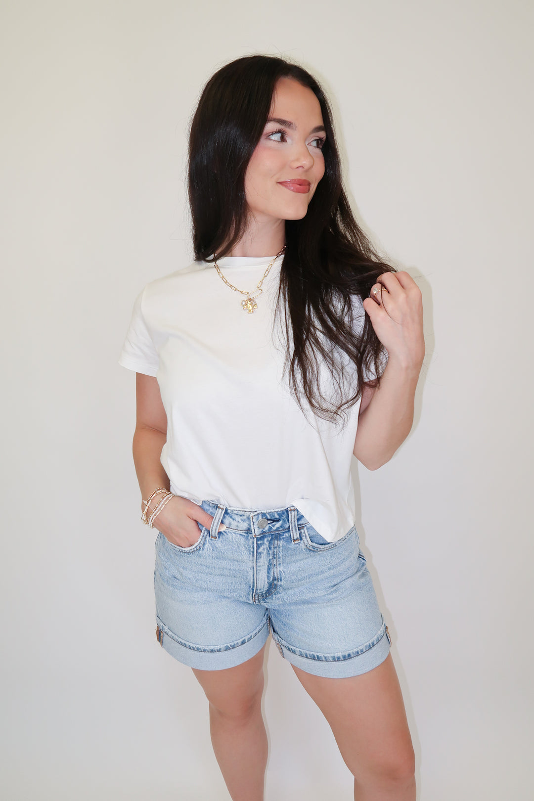 No Thinking Classic White Baby Tee - The Pink Tulip Clothing