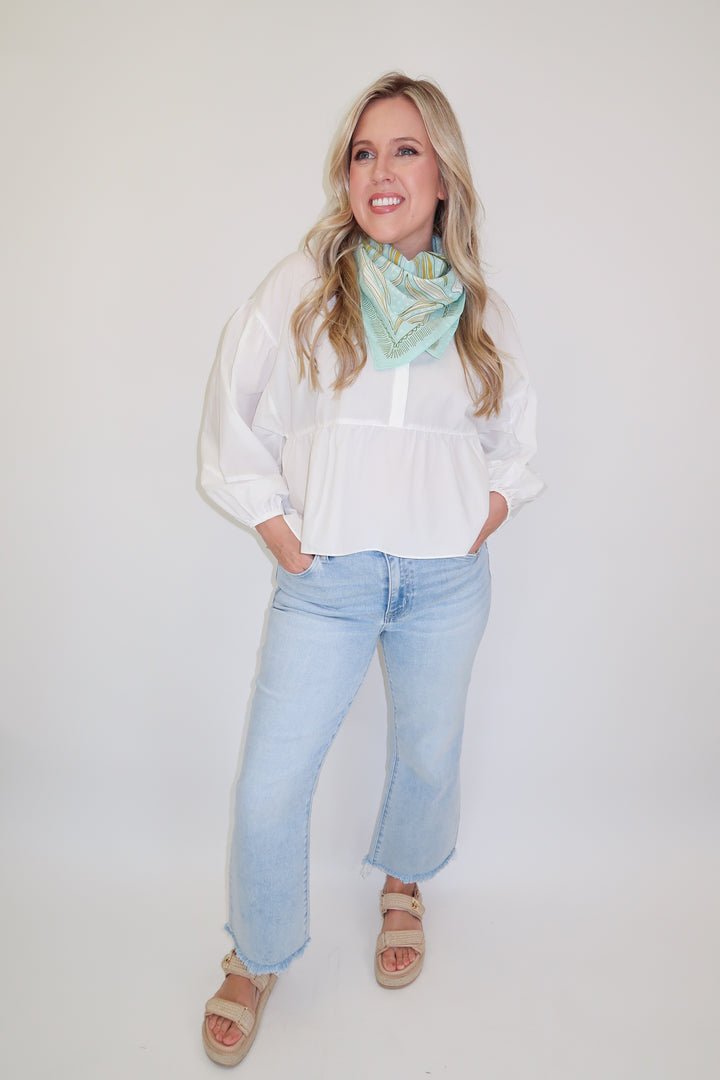 Soft Statement White Flowy Top - The Pink Tulip Clothing