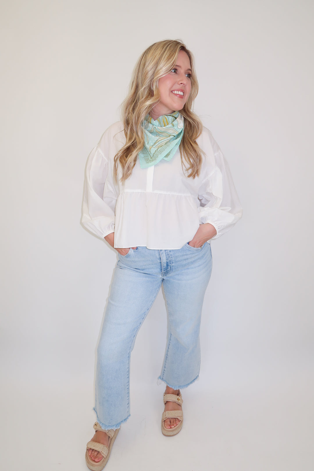 Soft Statement White Flowy Top - The Pink Tulip Clothing