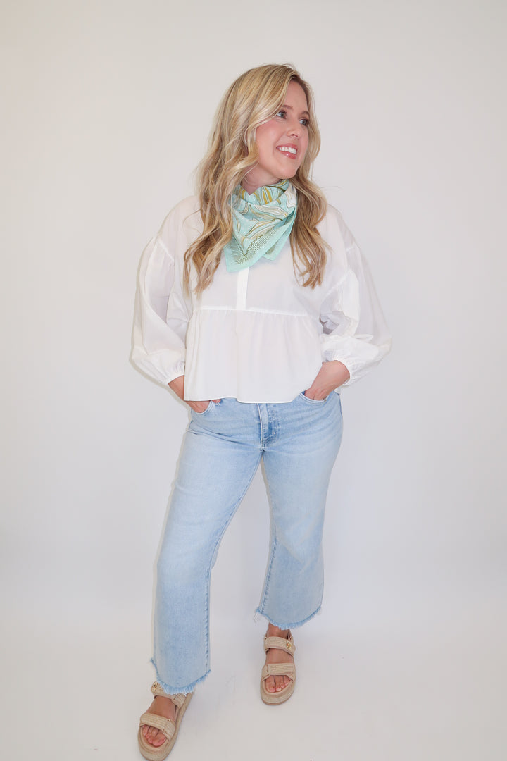 Soft Statement White Flowy Top - The Pink Tulip Clothing