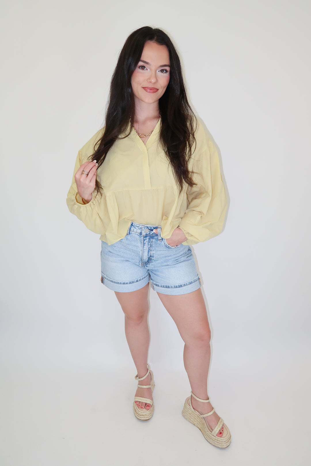 Just Enough Drama Yellow Flowy Top - The Pink Tulip Clothing