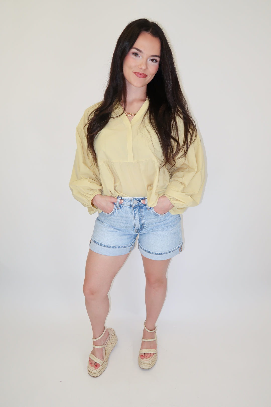 Just Enough Drama Yellow Flowy Top - The Pink Tulip Clothing