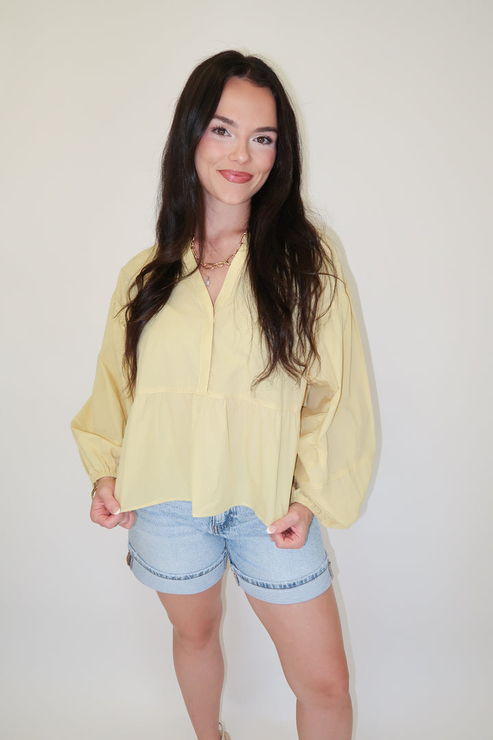 Just Enough Drama Yellow Flowy Top - The Pink Tulip Clothing