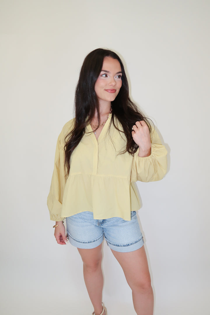 Just Enough Drama Yellow Flowy Top - The Pink Tulip Clothing
