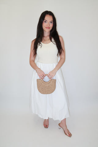 Say When Elastic Puff Midi Skirt - The Pink Tulip Clothing