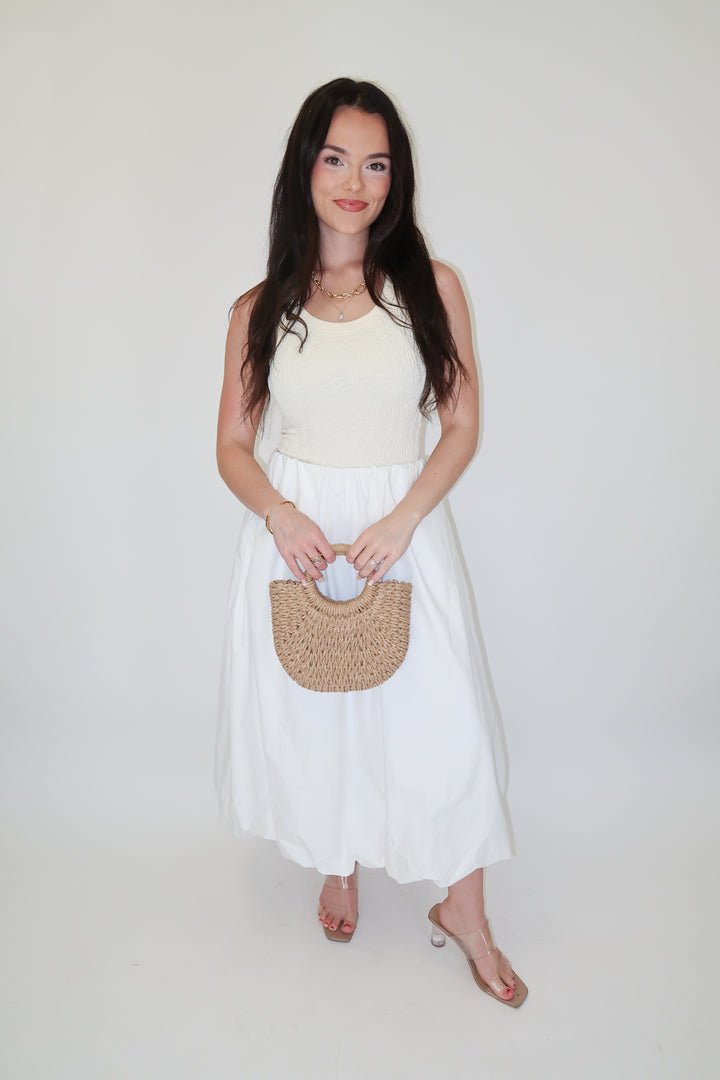 Say When Elastic Puff Midi Skirt - The Pink Tulip Clothing