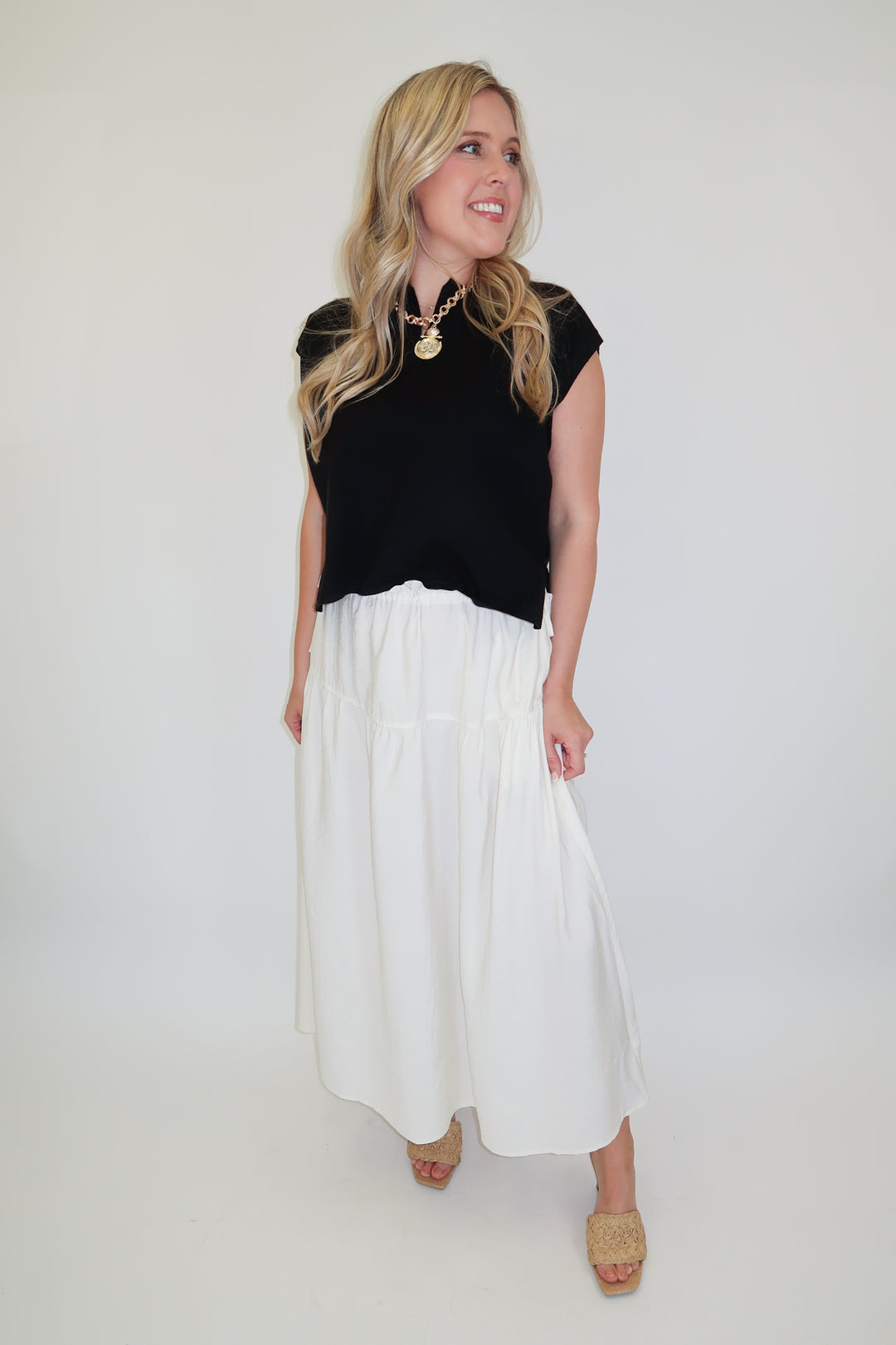 Go With It Lightweight Tie Midi Skirt - The Pink Tulip Clothing