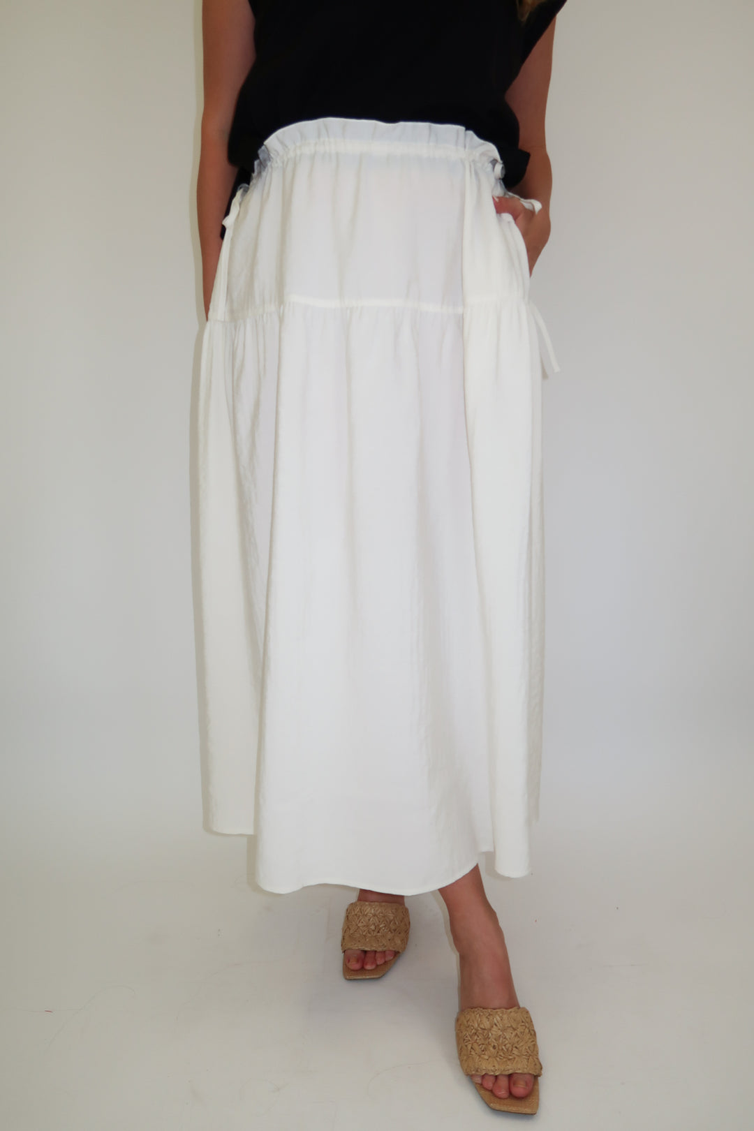 Go With It Lightweight Tie Midi Skirt - The Pink Tulip Clothing