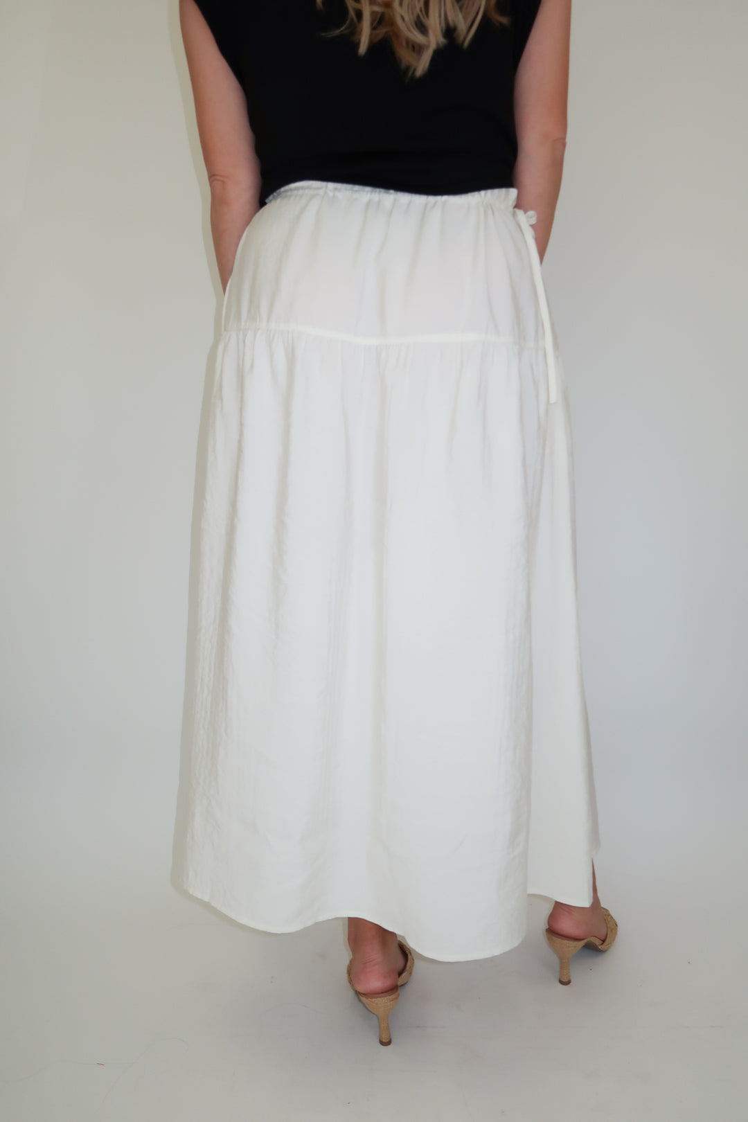 Go With It Lightweight Tie Midi Skirt - The Pink Tulip Clothing