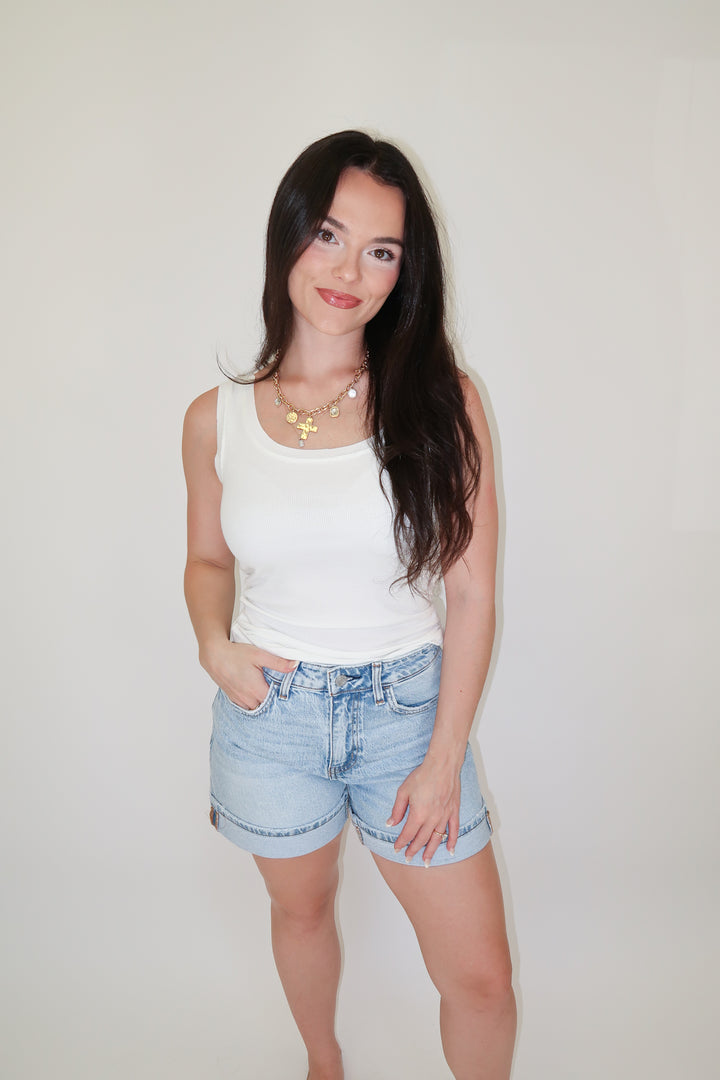 Double Take Stretchy Ribbed Tank - The Pink Tulip Clothing