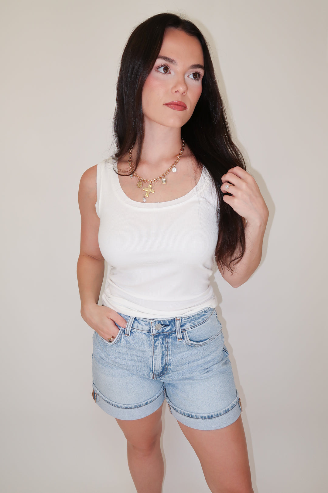 Double Take Stretchy Ribbed Tank - The Pink Tulip Clothing