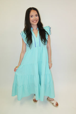 Made for This Pucker Flutter Sleeve Tiered Midi Dress - The Pink Tulip Clothing