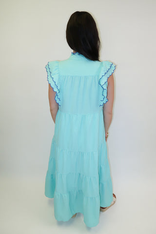 Made for This Pucker Flutter Sleeve Tiered Midi Dress - The Pink Tulip Clothing