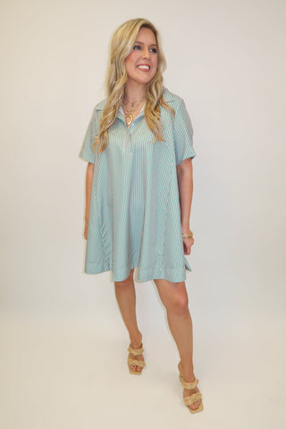 Class Act Thin Stripe Swing Dress - The Pink Tulip Clothing