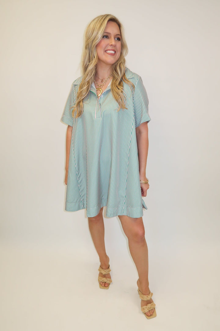 Class Act Thin Stripe Swing Dress - The Pink Tulip Clothing