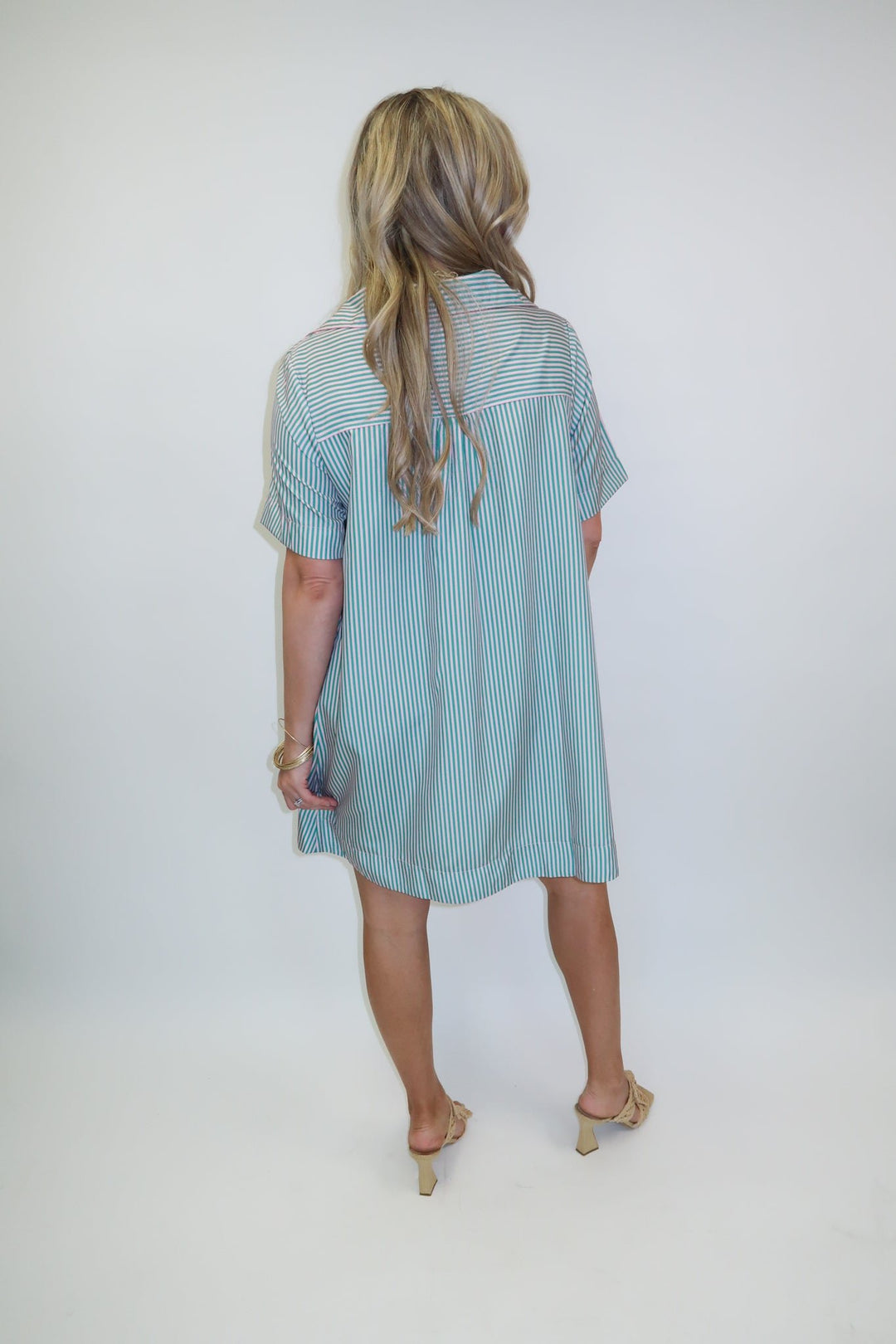 Class Act Thin Stripe Swing Dress - The Pink Tulip Clothing
