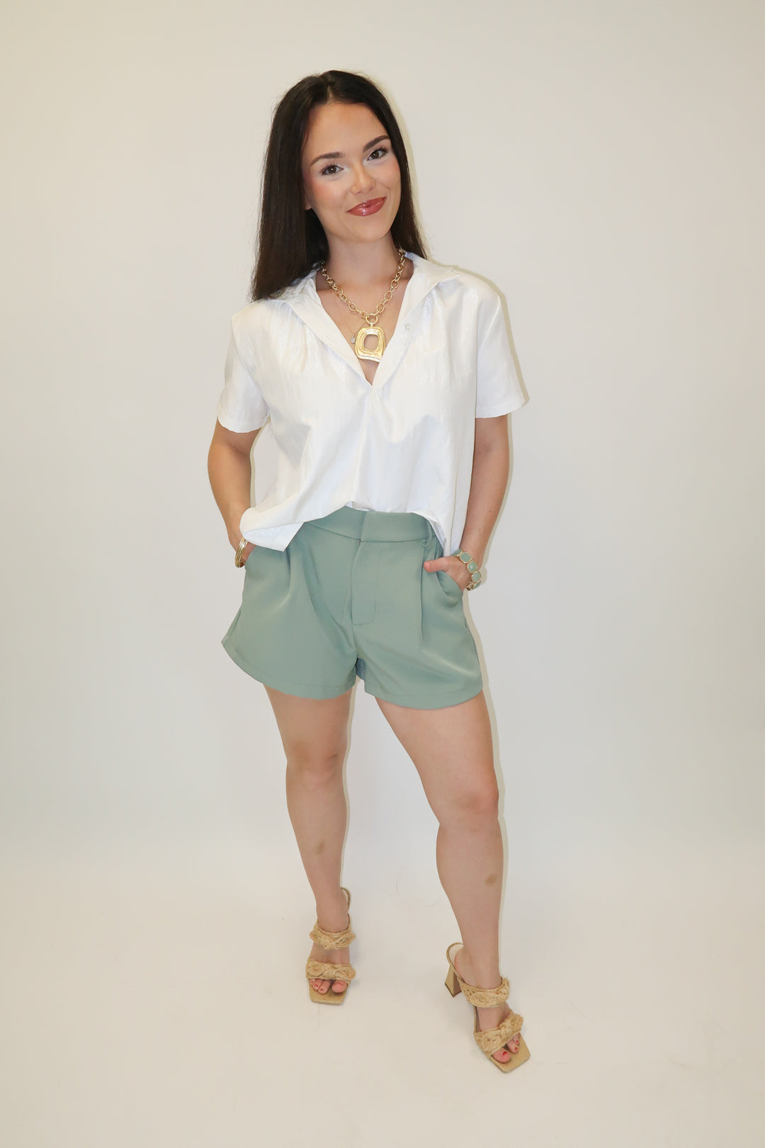 Clean Break White Henley Top - The Pink Tulip Clothing