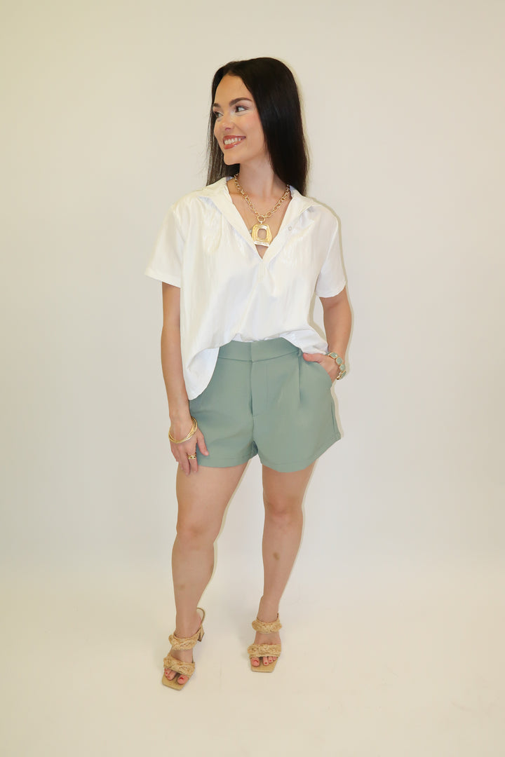 Clean Break White Henley Top - The Pink Tulip Clothing