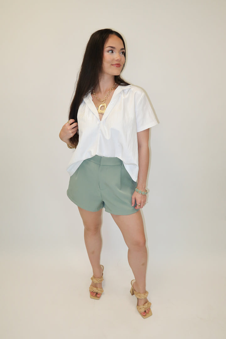 Clean Break White Henley Top - The Pink Tulip Clothing
