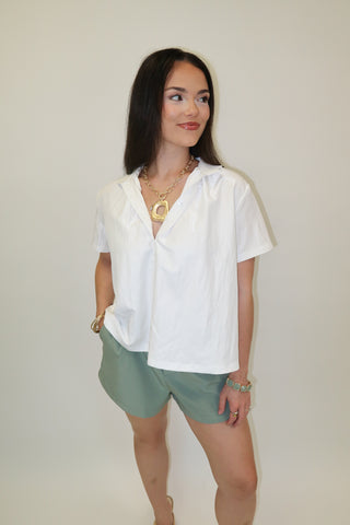 Clean Break White Henley Top - The Pink Tulip Clothing