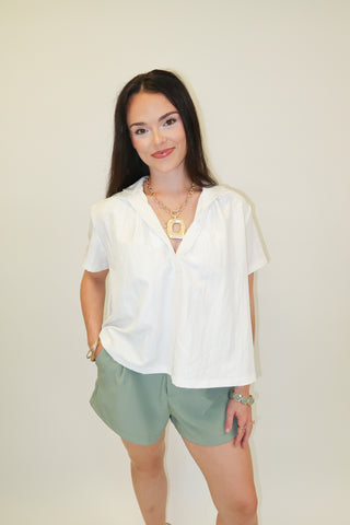 Clean Break White Henley Top - The Pink Tulip Clothing