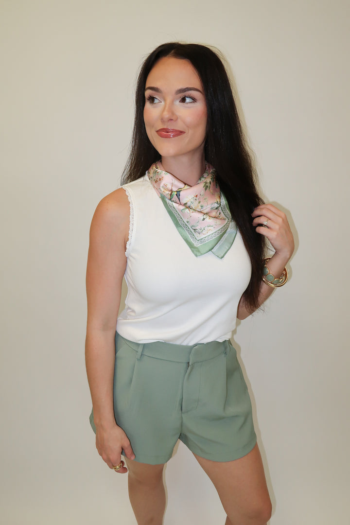 Close Call White Lace Trim Tank - The Pink Tulip Clothing