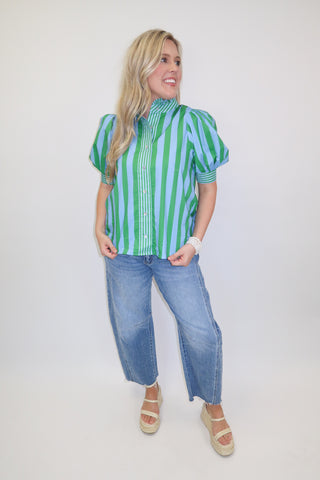 Double Take Two Tone Stripe Top - The Pink Tulip Clothing